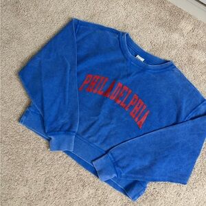 Blue "Philadelphia" Corded Crewneck Sweater